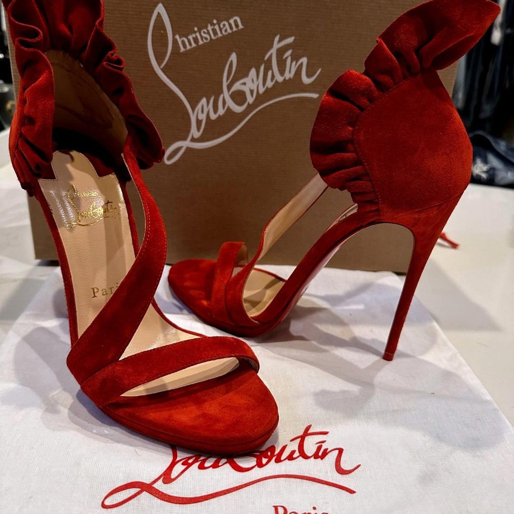 COPY - Christian Louboutin Red Suede Colankle Heels